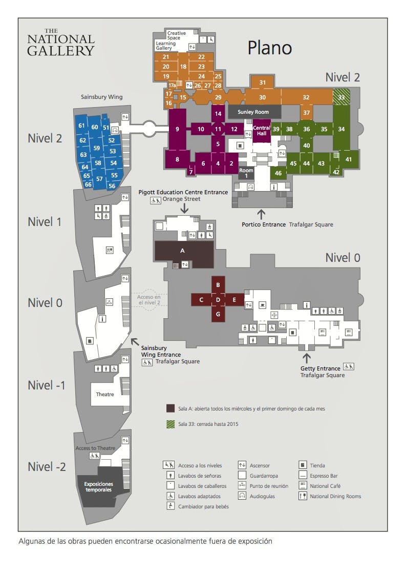 Plano y accesos National Gallery Londres 2020