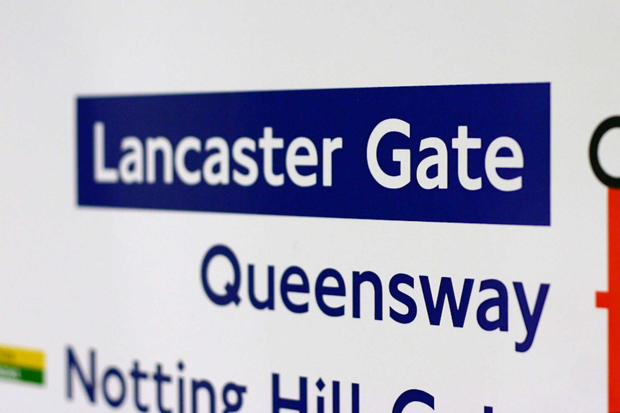 Mapa del metro de Londres (linea roja, Lancaster Gate)