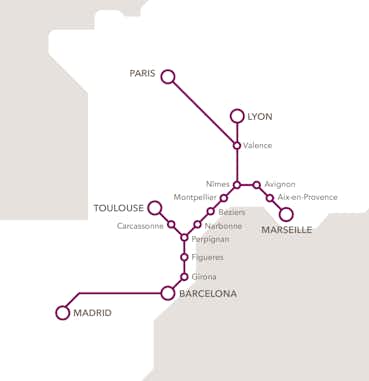 AVE a París: España y Francia conectadas desde hoy de forma directa en alta velocidad 1 mapa alta velocidad ave espana francia tuescapada.eu