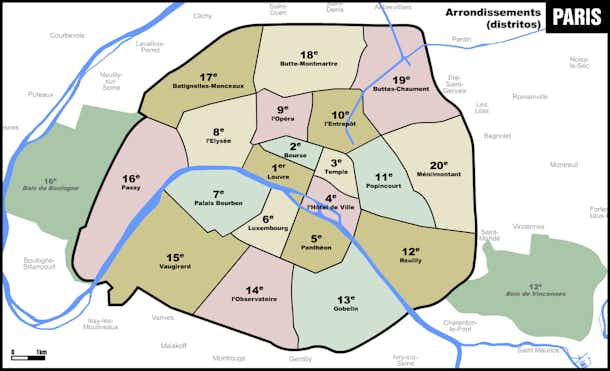 Cómo orientarse en París, arrondissements y barrios parisinos 8 mapa barrios de París