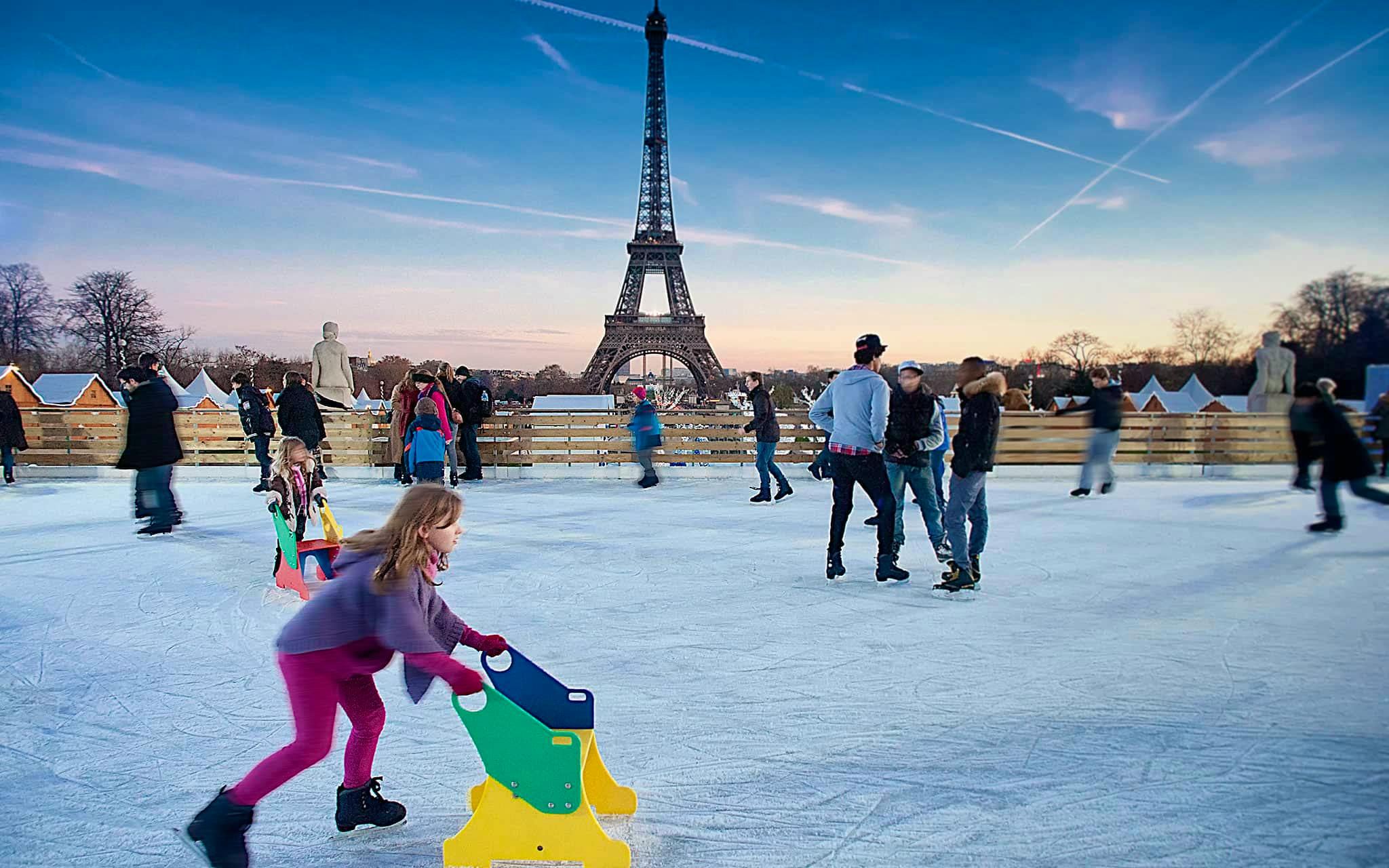 navidad paris patinaje en trocadero