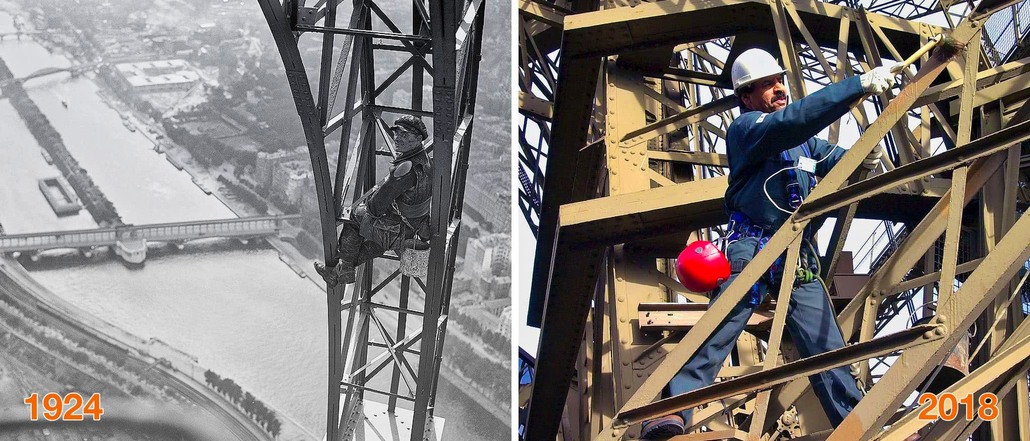 Pintando la Torre Eiffel antes y después