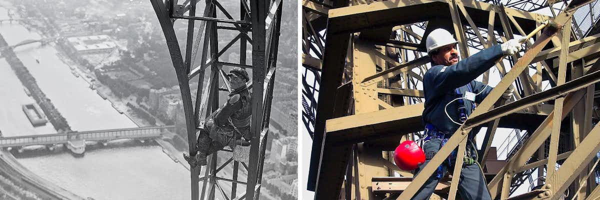 Pintando la Torre Eiffel antes y después