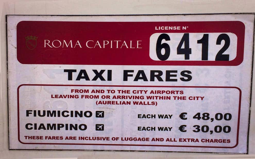 Precios Taxi Aeropuertos Roma