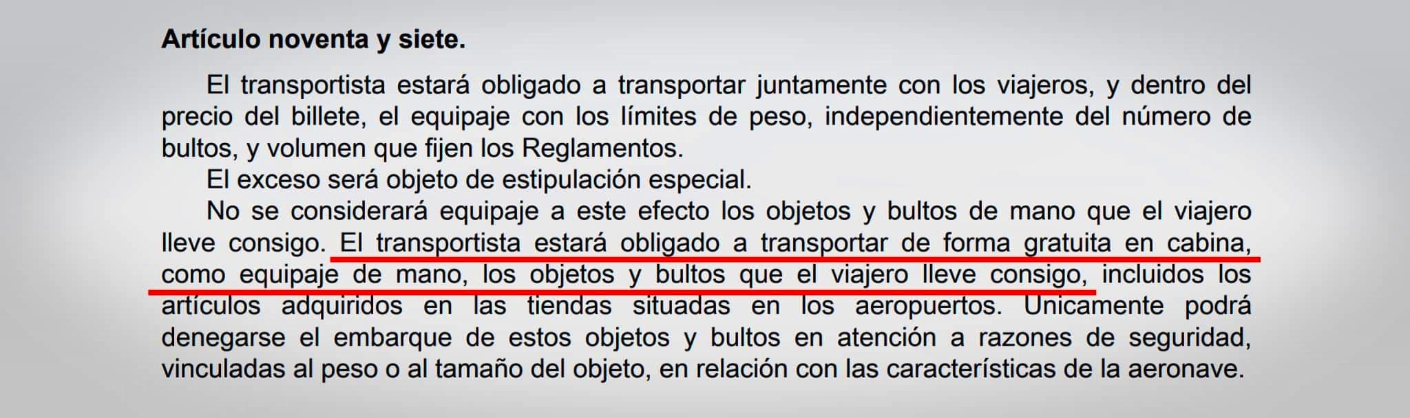 Articulo 97 Ley Navegacion Aerea España