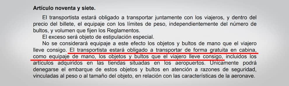 Articulo 97 Ley Navegacion Aerea España