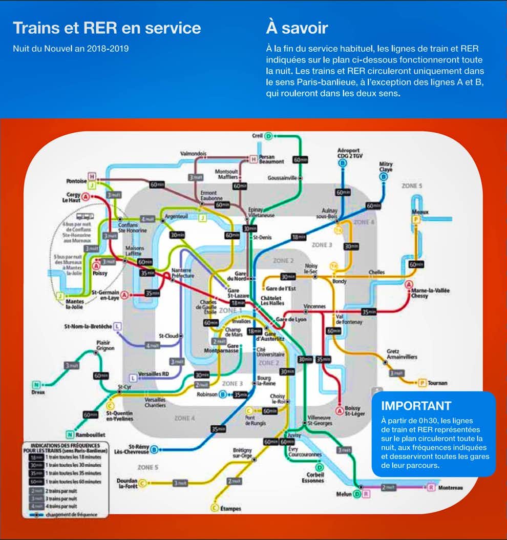 Cómo funcionan Trenes RER París Nochevieja 2018 Trenes Rer Paris Nochevieja 2018
