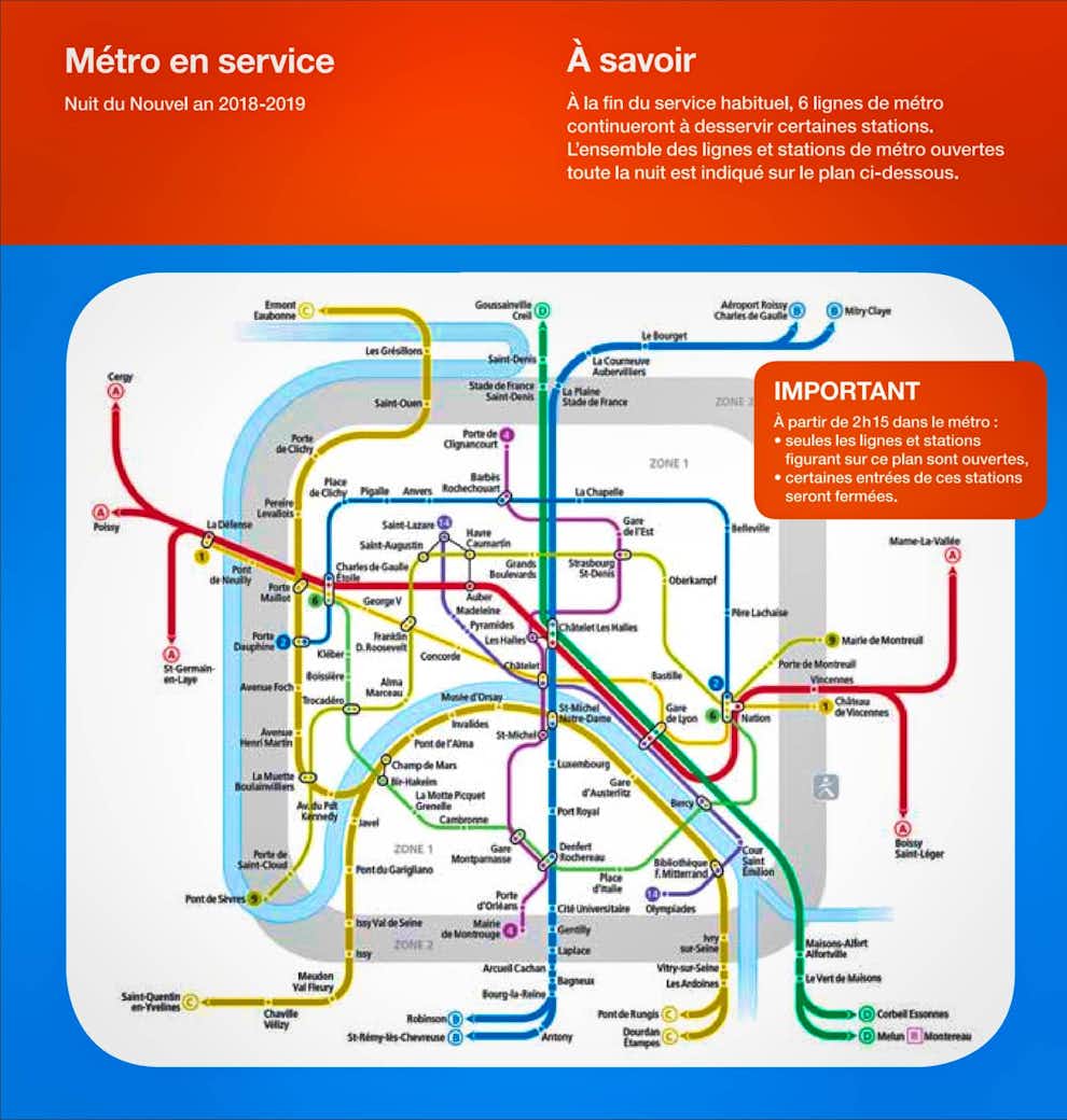 Cómo funciona Metro Paris en Nochevieja 2018 Metro Paris Nochevieja 2018