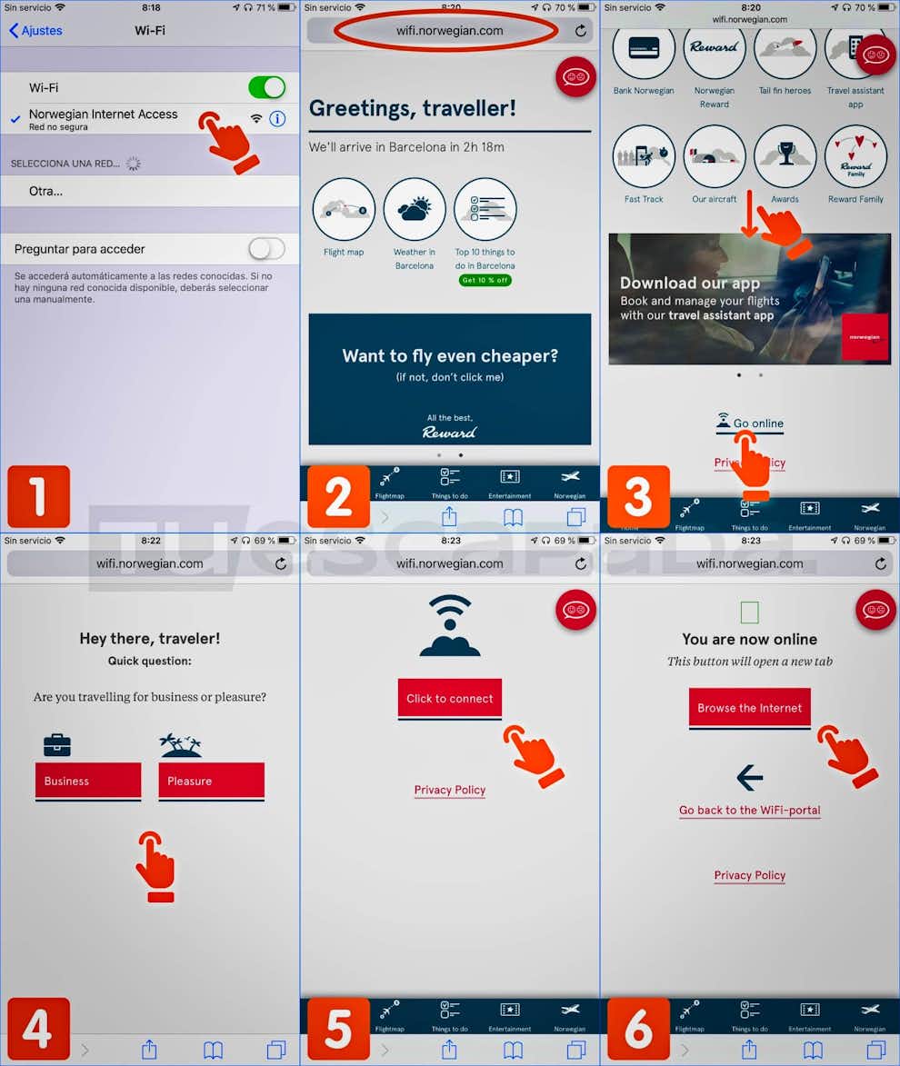 Cómo funciona Wifi Norwegian – Instrucciones para conectarse Conectarse a la Wifi de Norwegian en 6 pasos