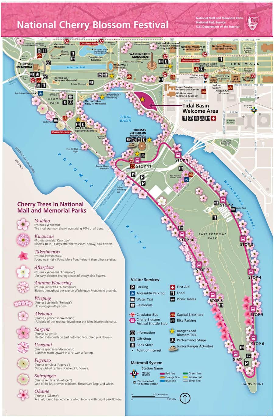 Mapa Floración Cerezos en Washington — clic para agrandar Mapa Festival Cerezos Washington