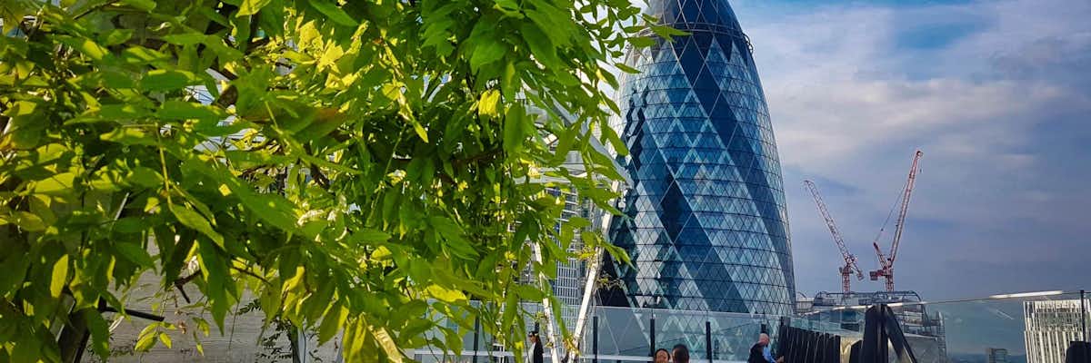 The Gherkin desde la terraza jardín del One Fen Court Vista de los rascacielos de Londres desde el jardín de la terraza The Garden at 120