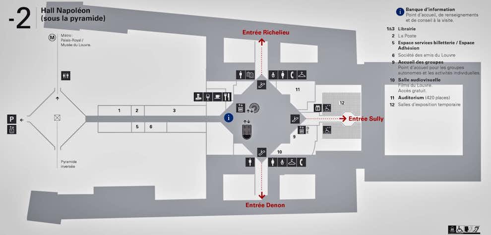 Clica aquí para ver más grande Louvre Plano N-2 Entrada Napoleon Paris