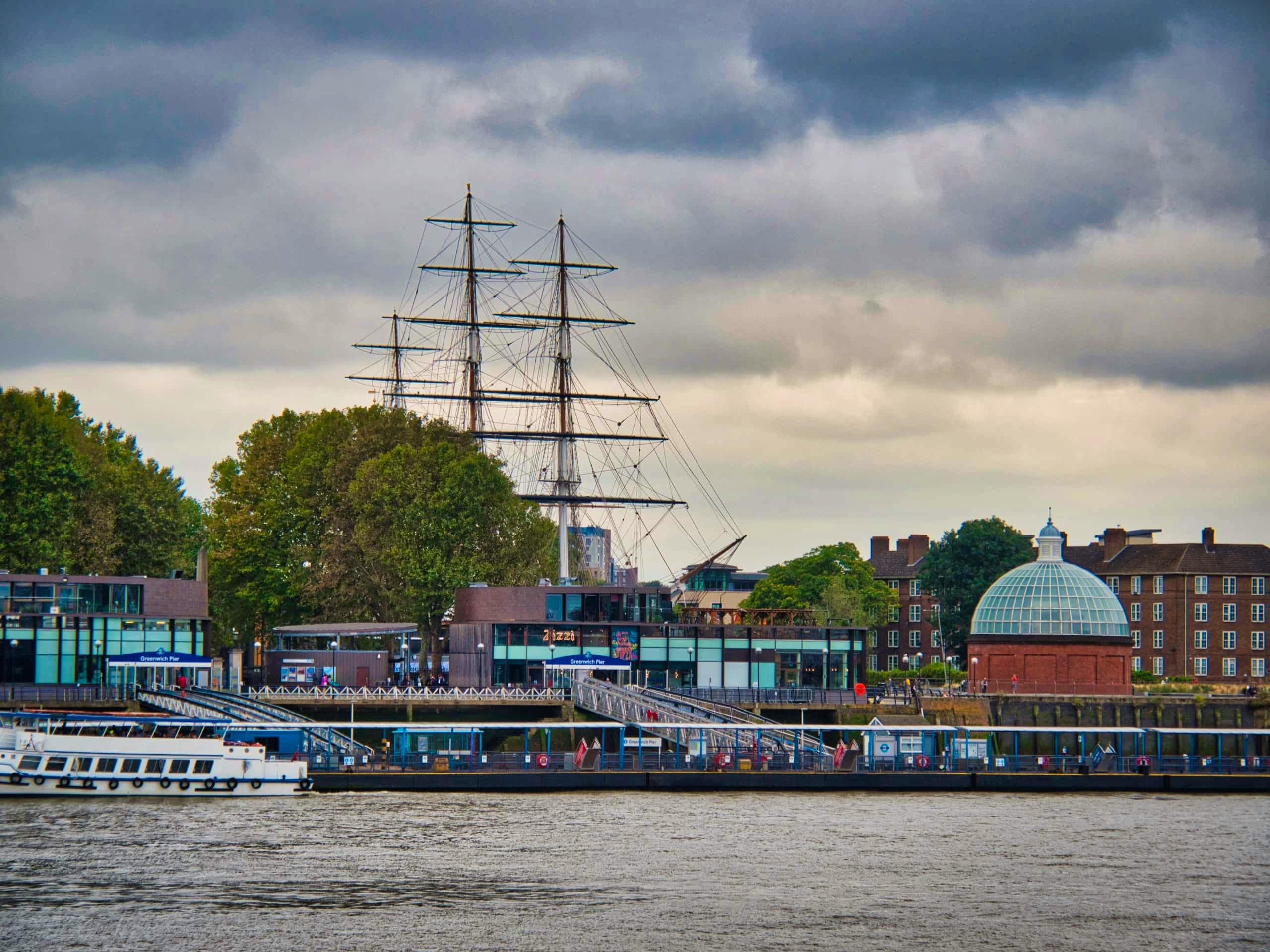 Cutty Sark y Greenwich, desde Islands Gardens