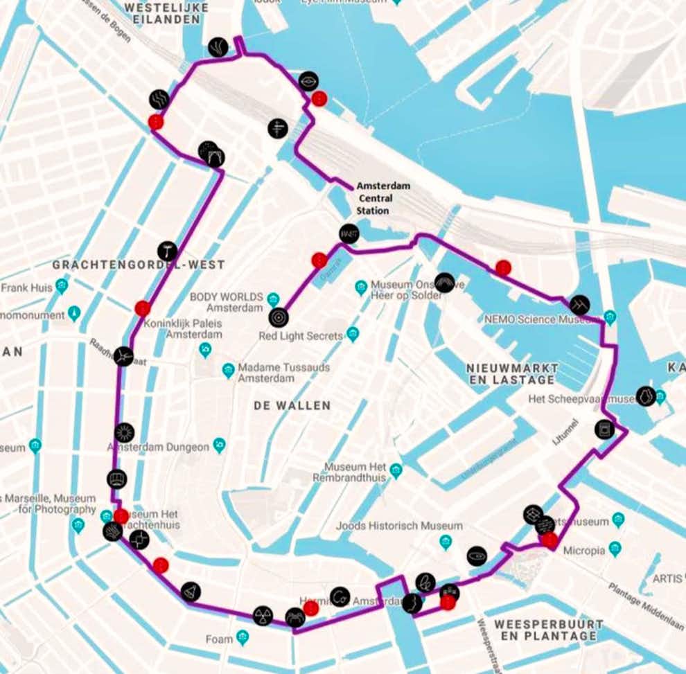 Mapa recorrido festival luces Amsterdam