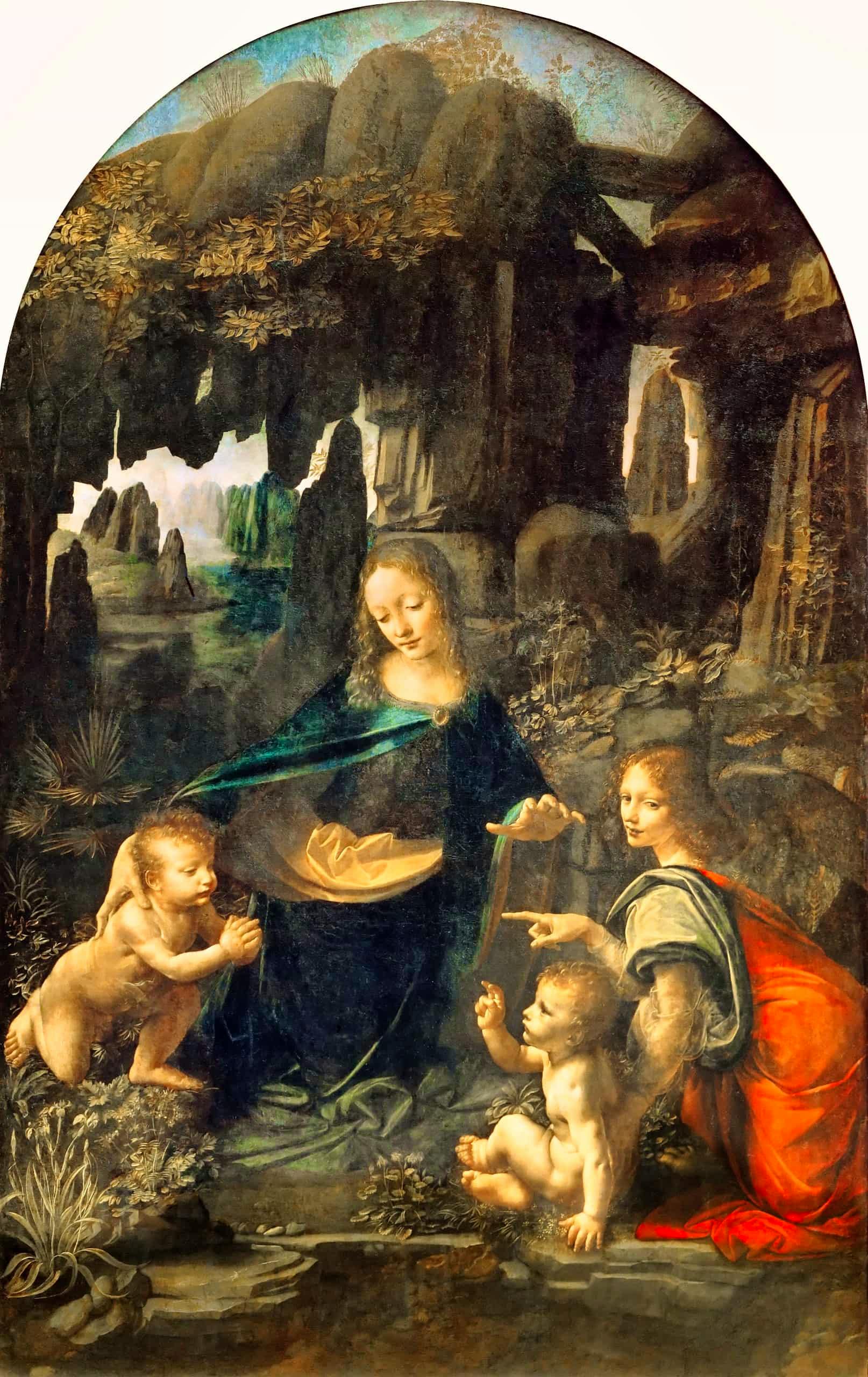 Mejores obras del Louvre: Leonardo da Vinci (Virgen con niño) Virgen de las Rocas. Museo del Louvre, París
