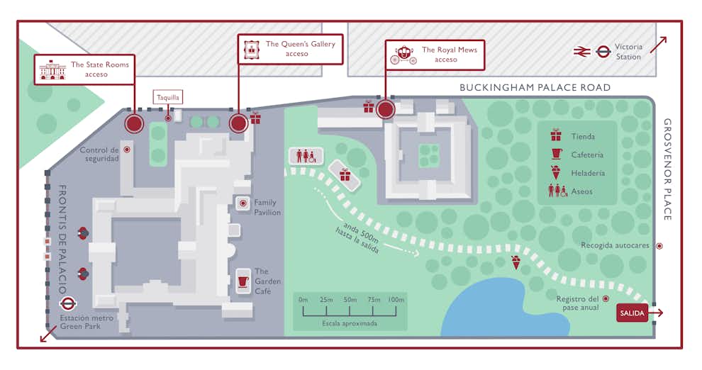 Mapa: Cómo entrar al Palacio de Buckingham Cómo visitar palacio Buckingham Londres