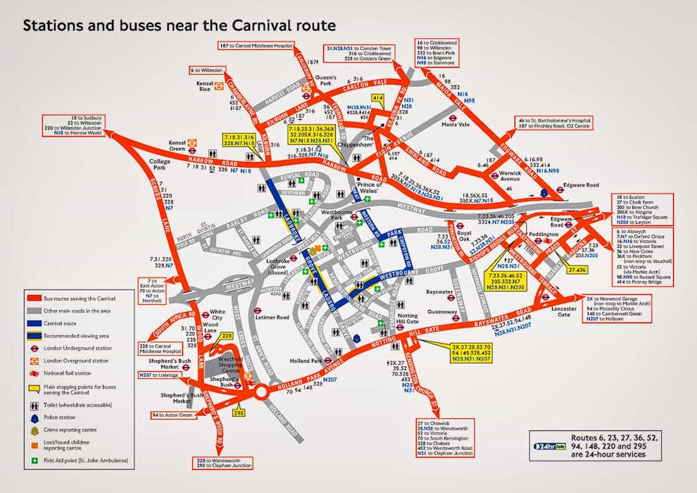 Cómo llegar carnaval de Notting Hill Londres